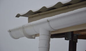 Architectural elements of the building covered with snow Architectural elements of the building covered with a snow